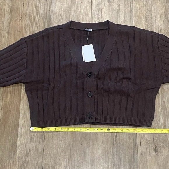 Abound-Long Sleeve Ribbed Cropped Cardigan-Women’s Size: 1X-Color: Brown-NEW!! - Picture 11 of 14